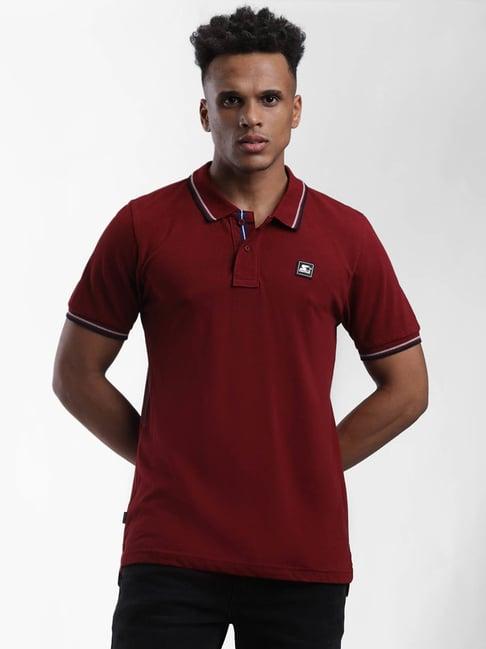 starter maroon cotton polo t-shirt