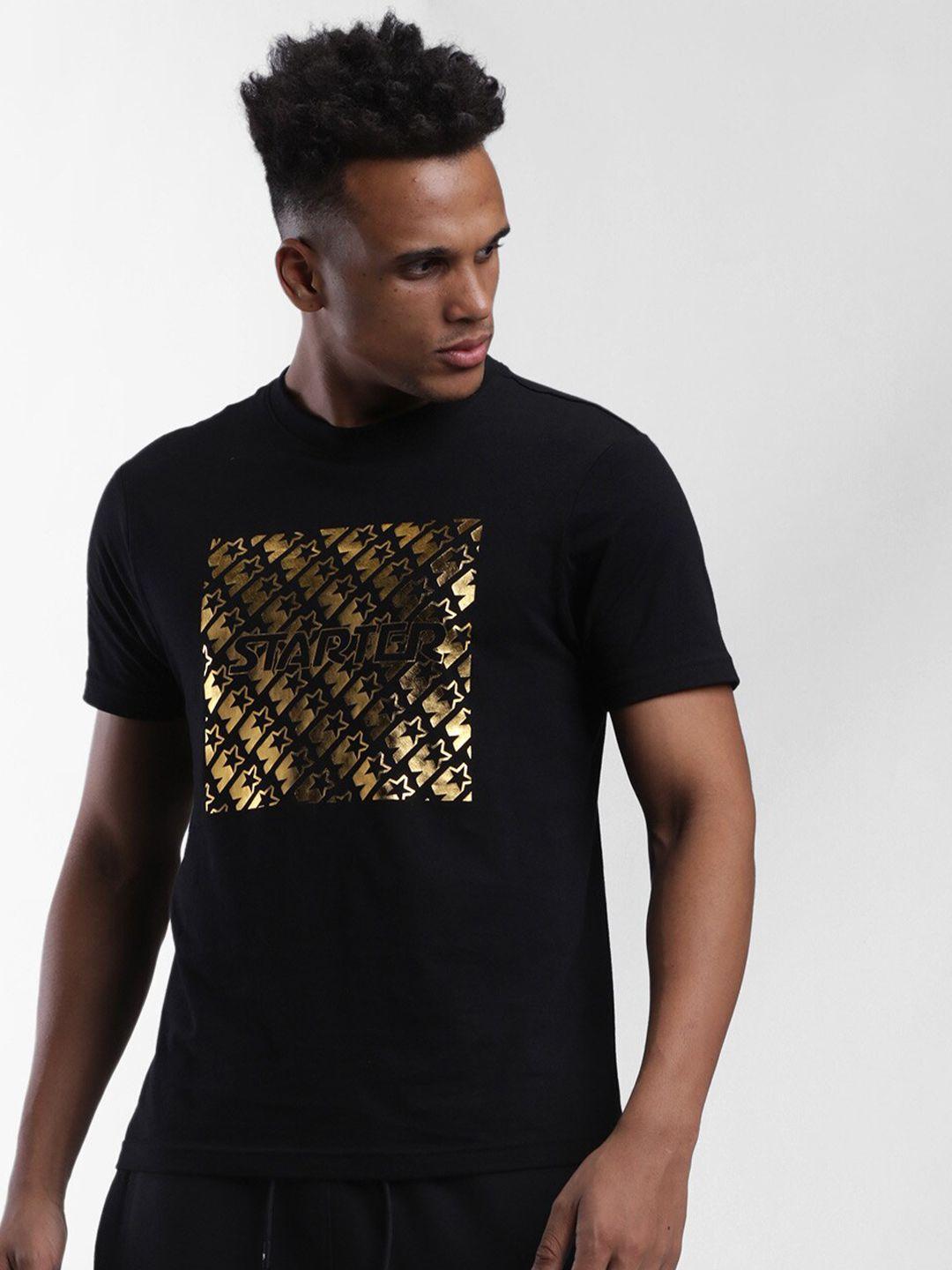 starter men black printed t-shirt