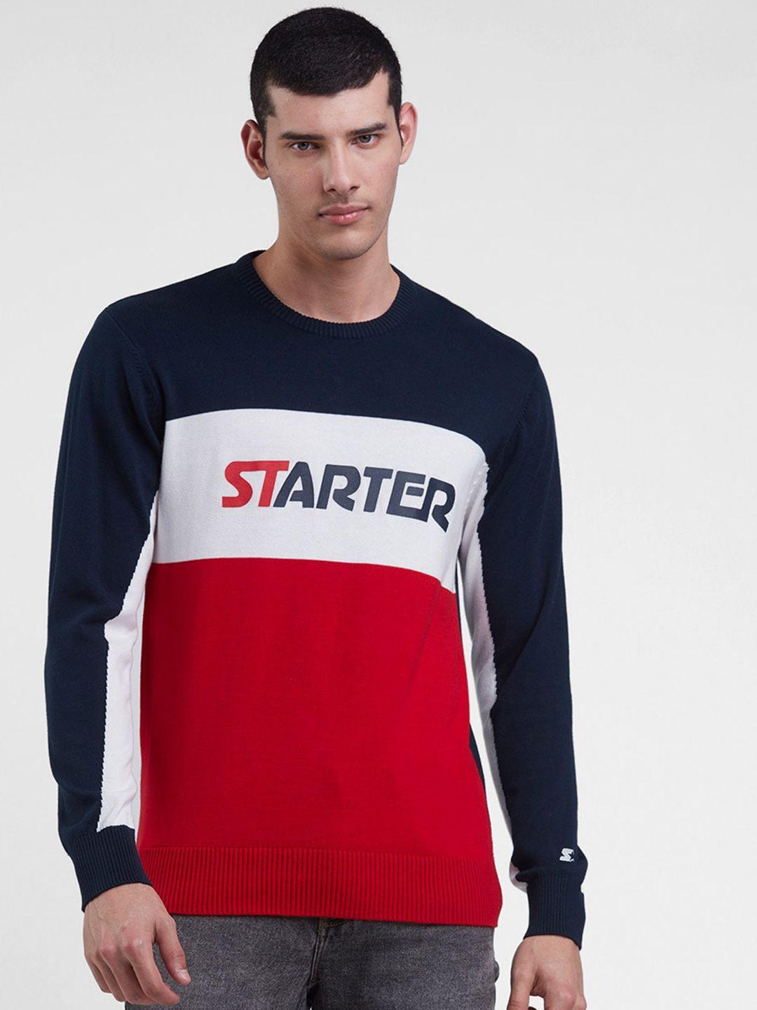 starter men colourblocked pure cotton pullover