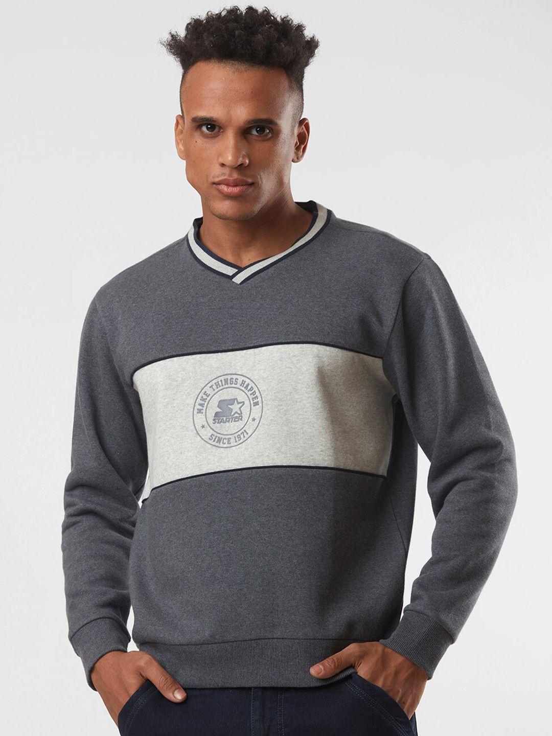 starter men grey printed sweatshirt