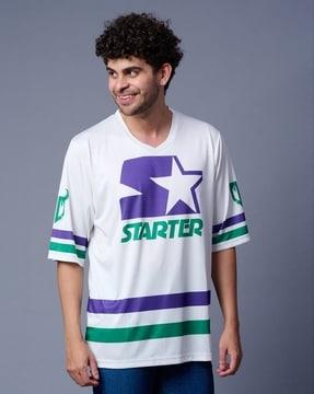 starter print oversized v-neck t-shirt