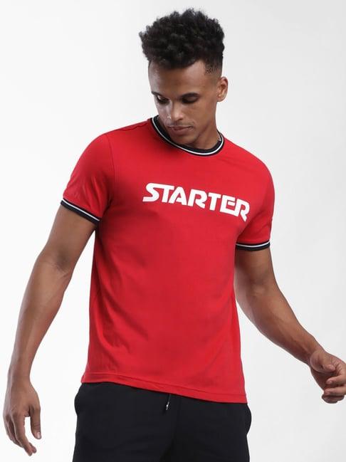 starter red cotton crew t-shirt