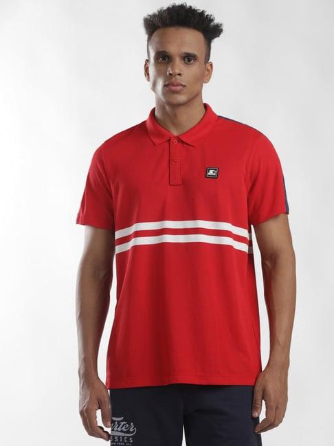 starter red striped polo t-shirt