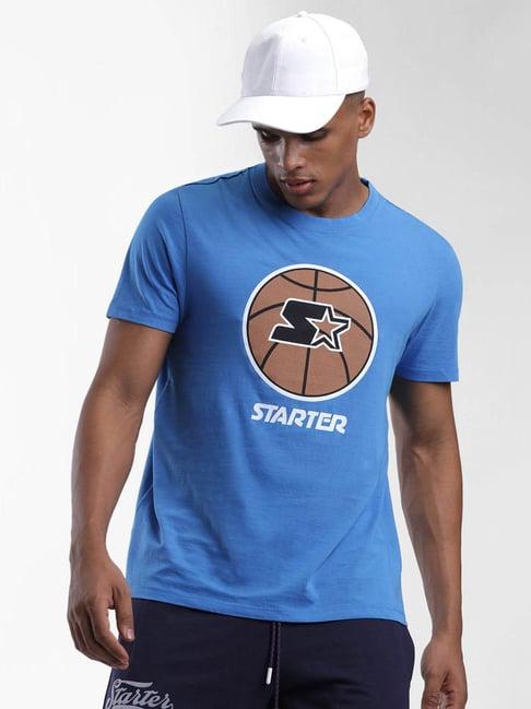 starter royal blue cotton crew t-shirt