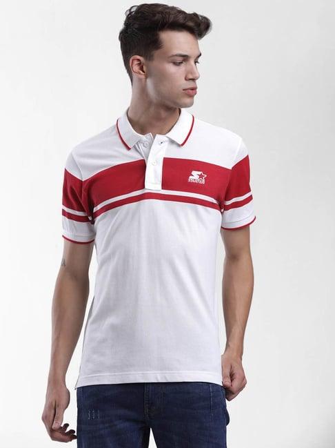 starter white cotton polo t-shirt