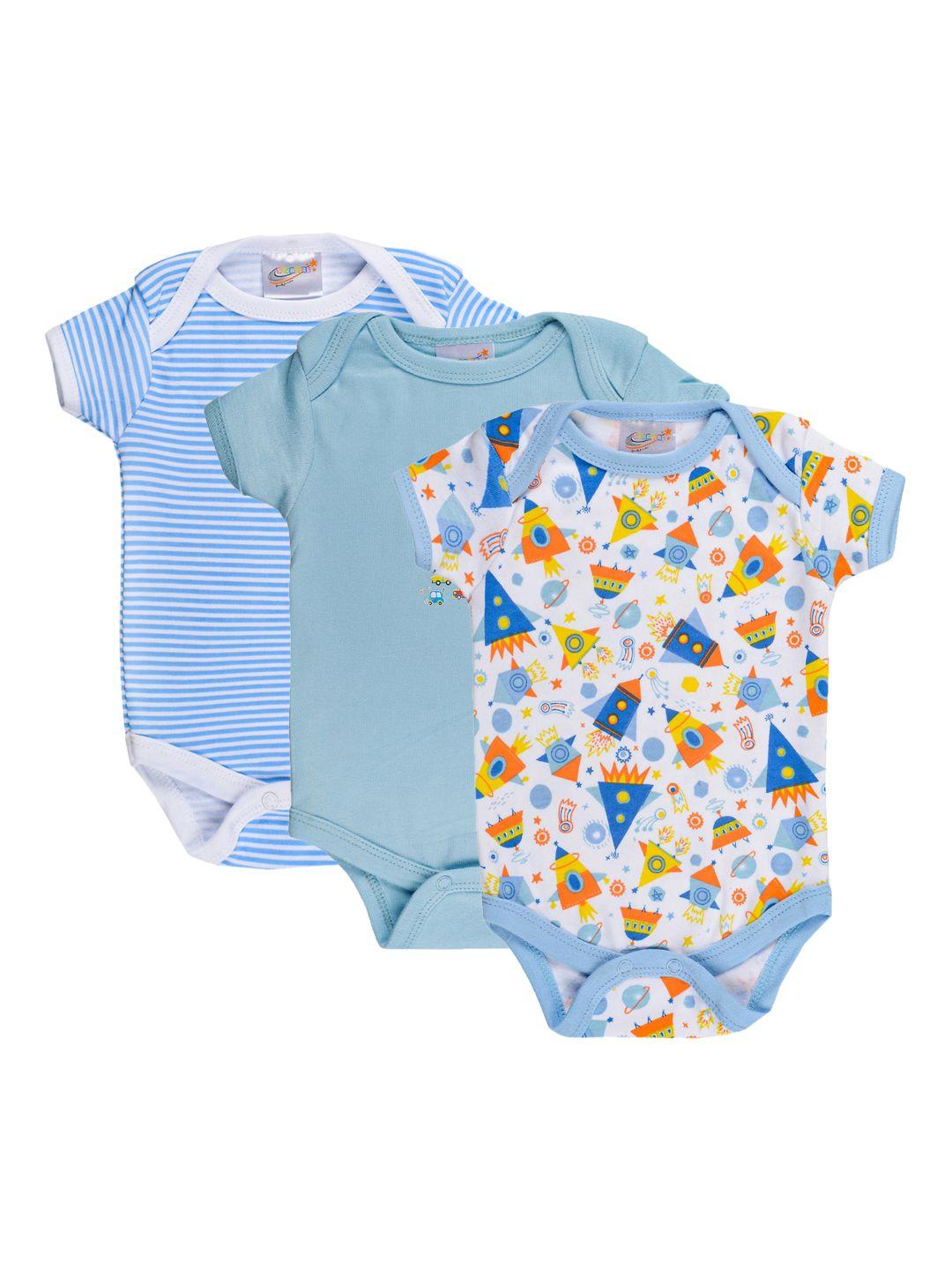 starters kids set of 3 printed cotton rompers