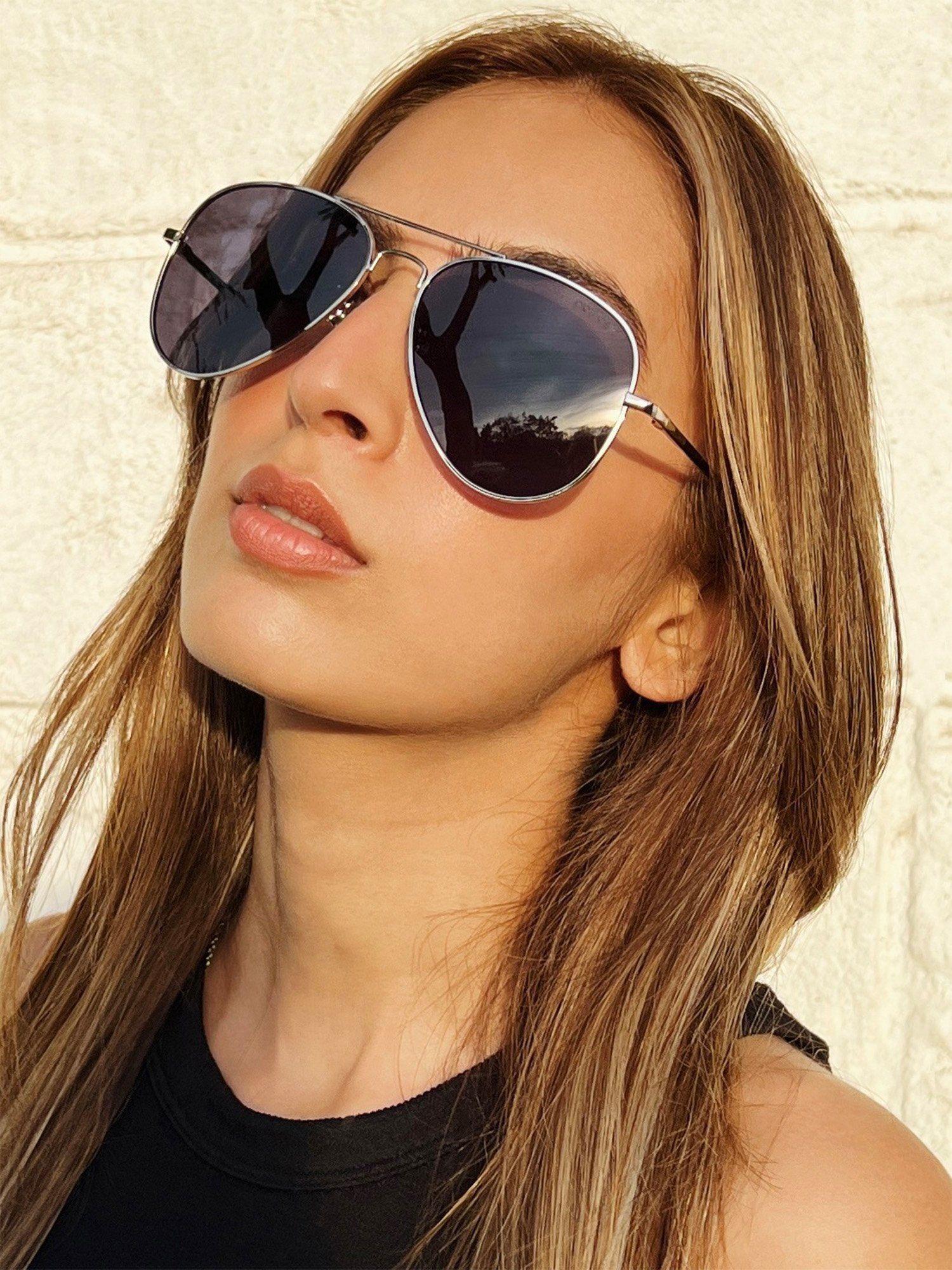 statement black aviator sunglasses