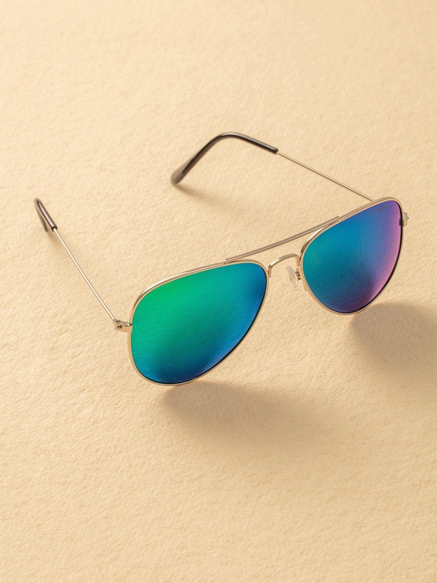 statement green aviator sunglasses