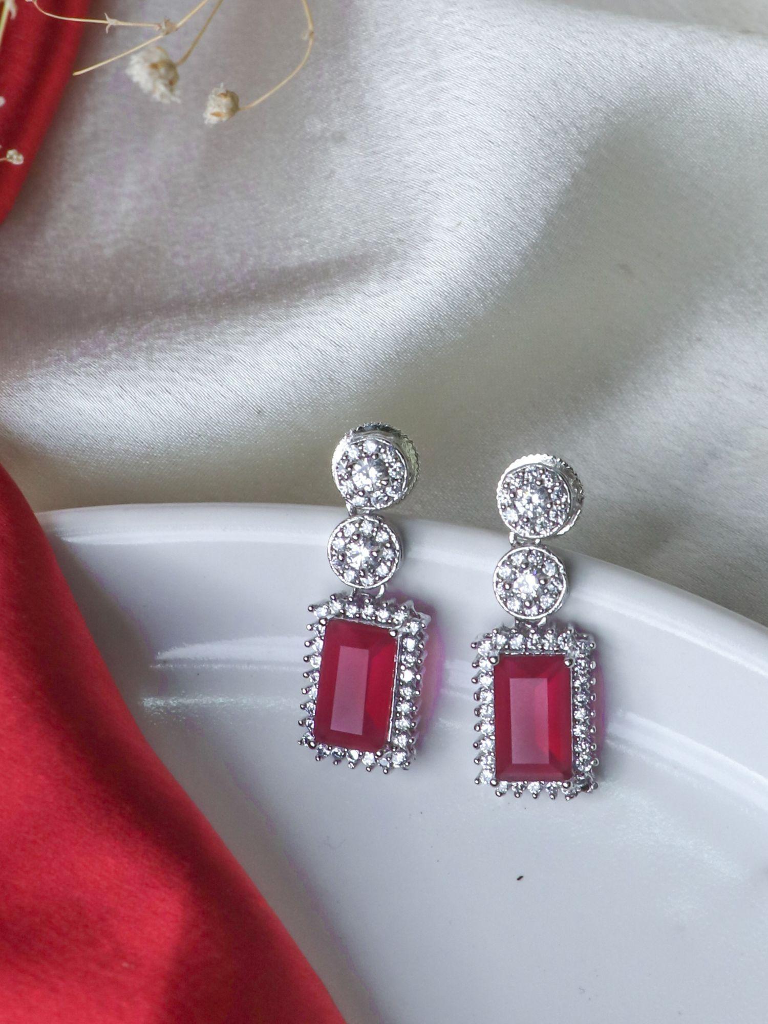 statement ruby and cz stone studs