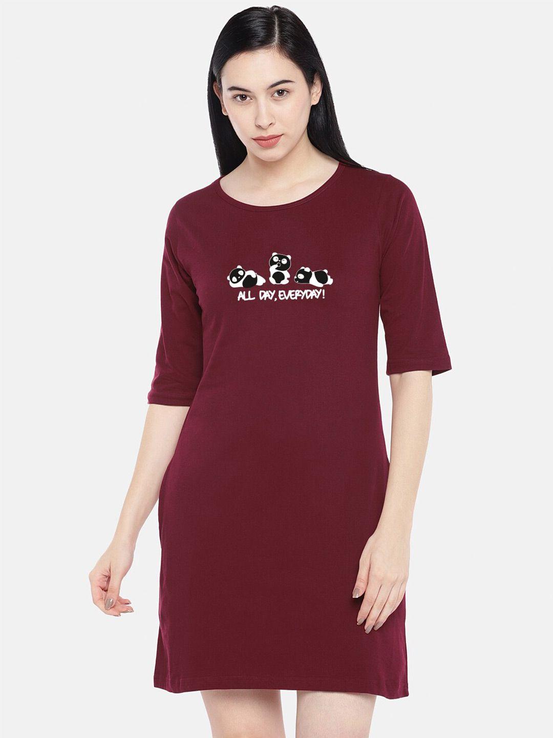 status mantra maroon print t-shirt dress