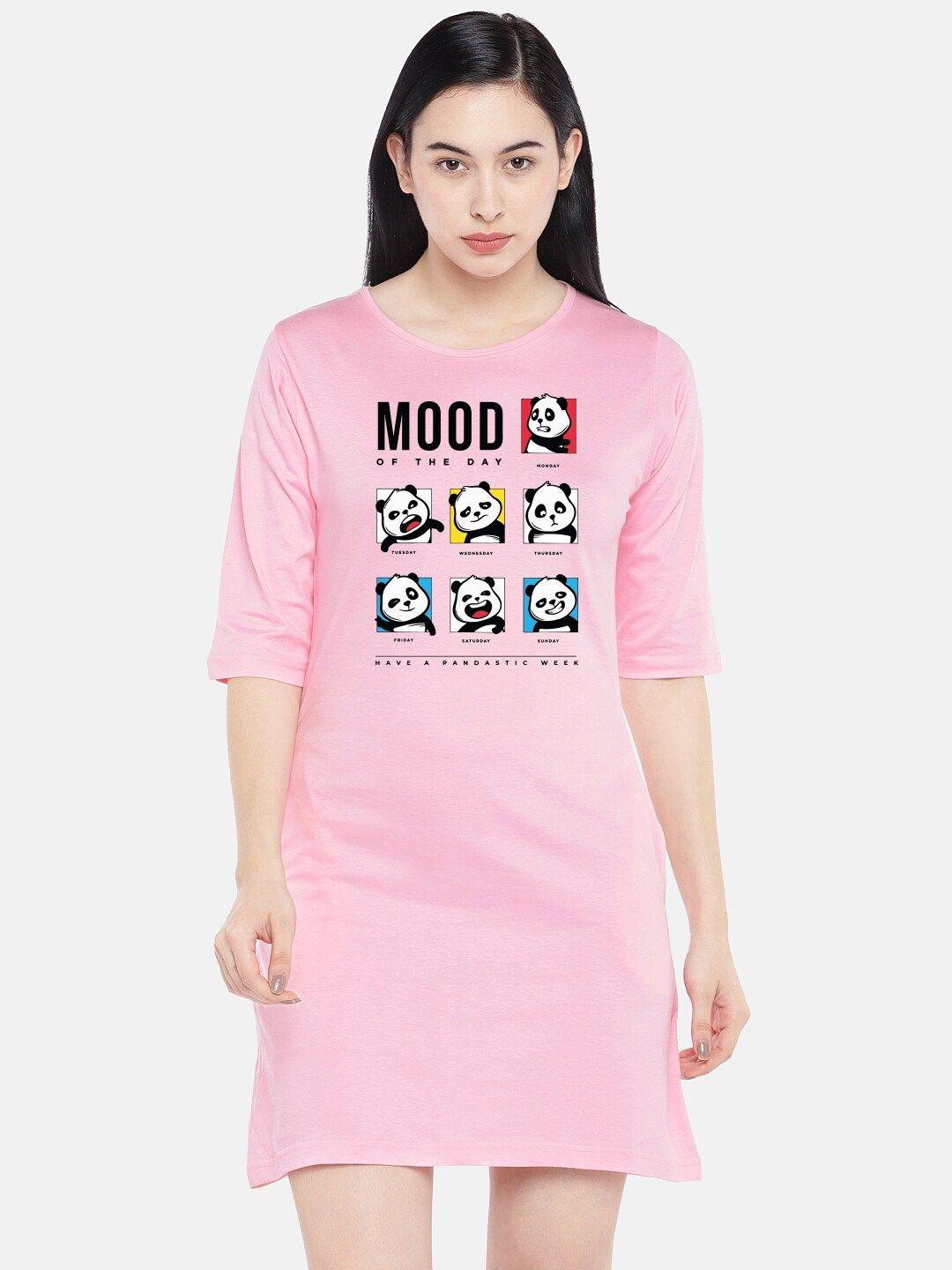 status mantra pink print t-shirt dress