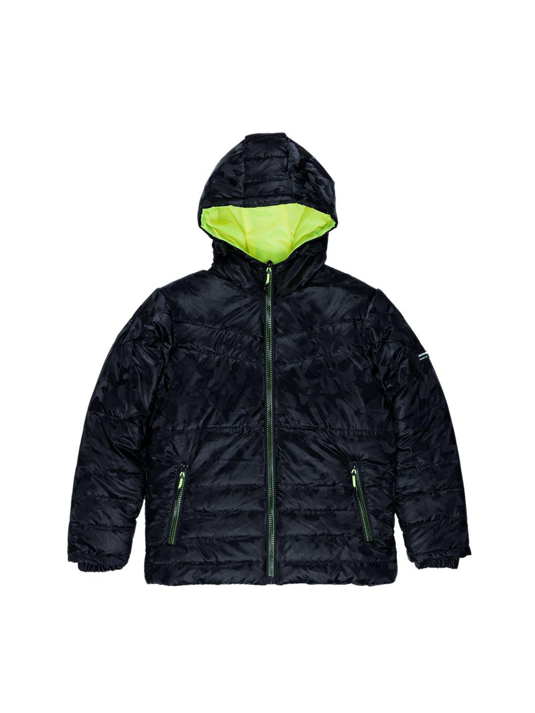status quo boys black quilted  hooded jacket