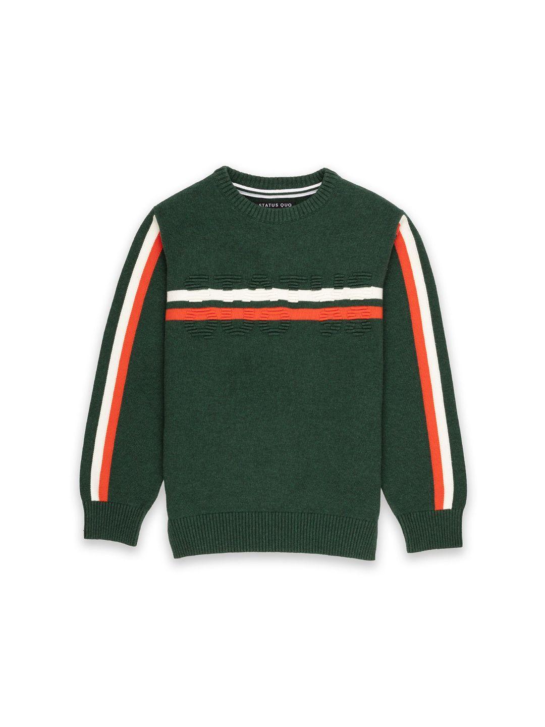 status quo boys green & orange striped pullover