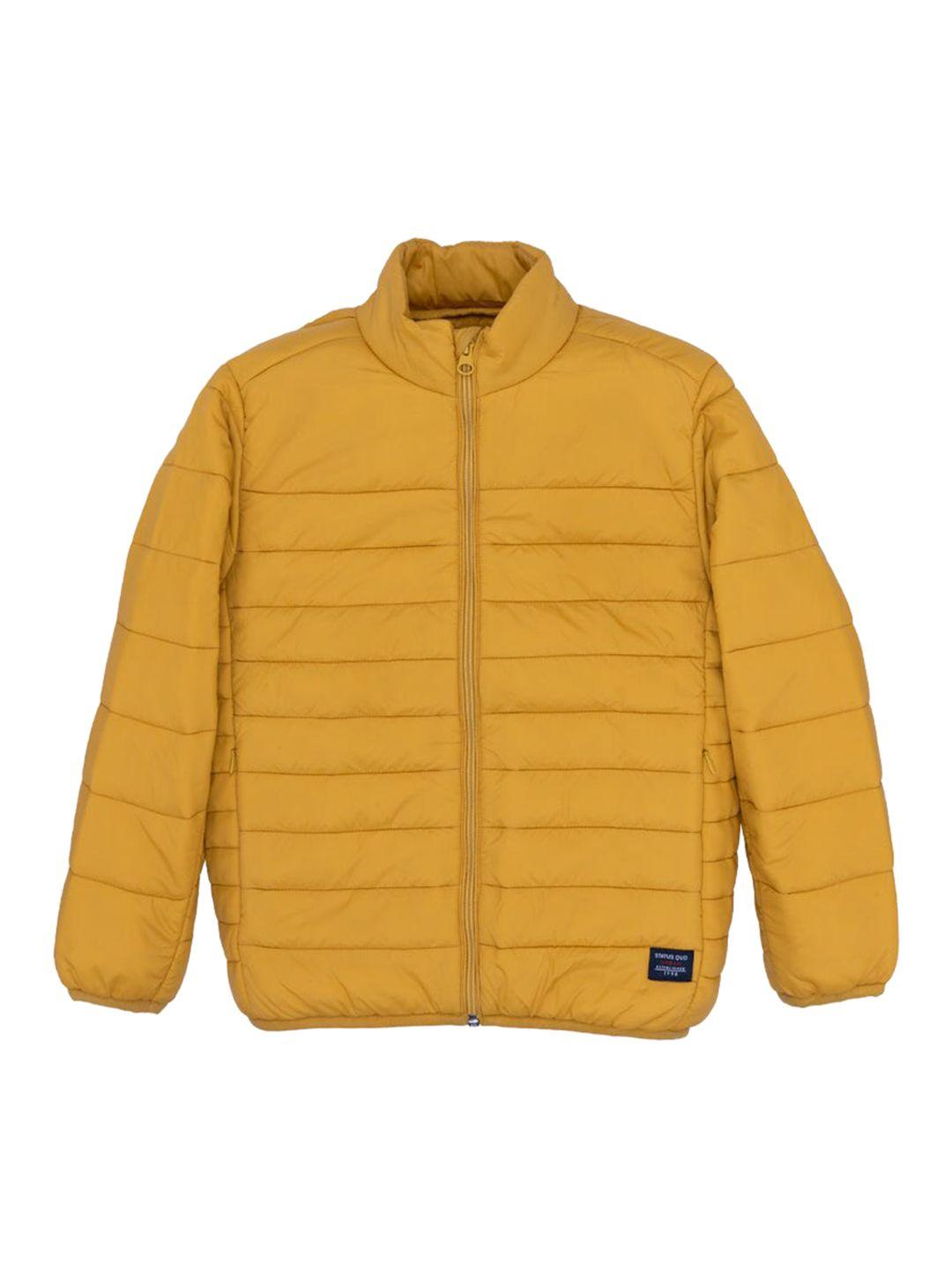 status quo boys mustard yellow mock collar puffer jacket