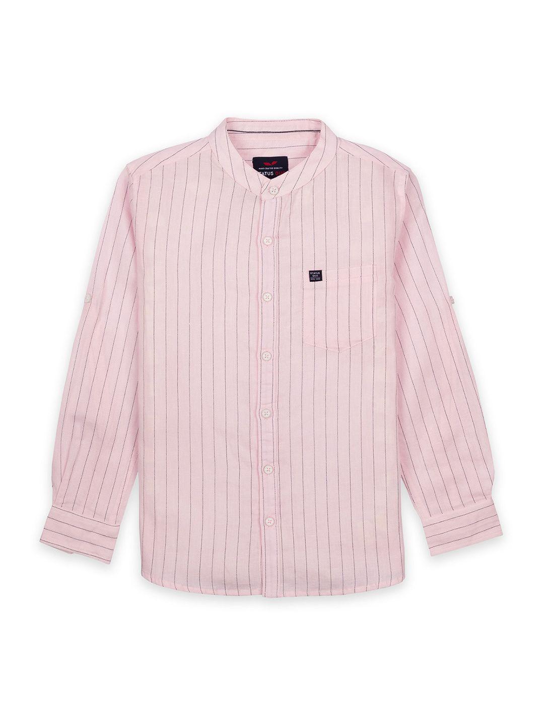 status quo boys pink classic striped regular cotton casual shirt