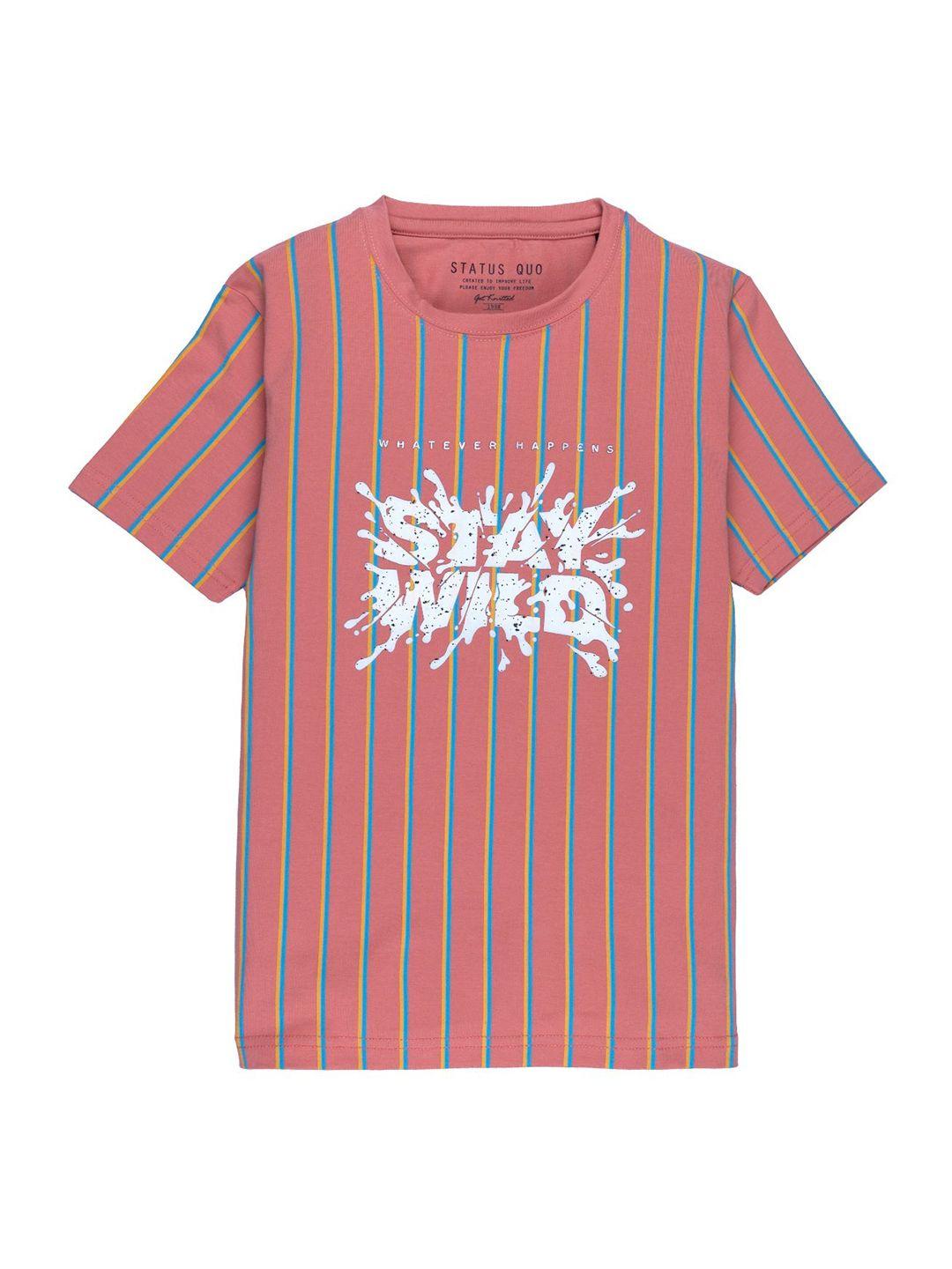 status quo boys pink striped applique t-shirt