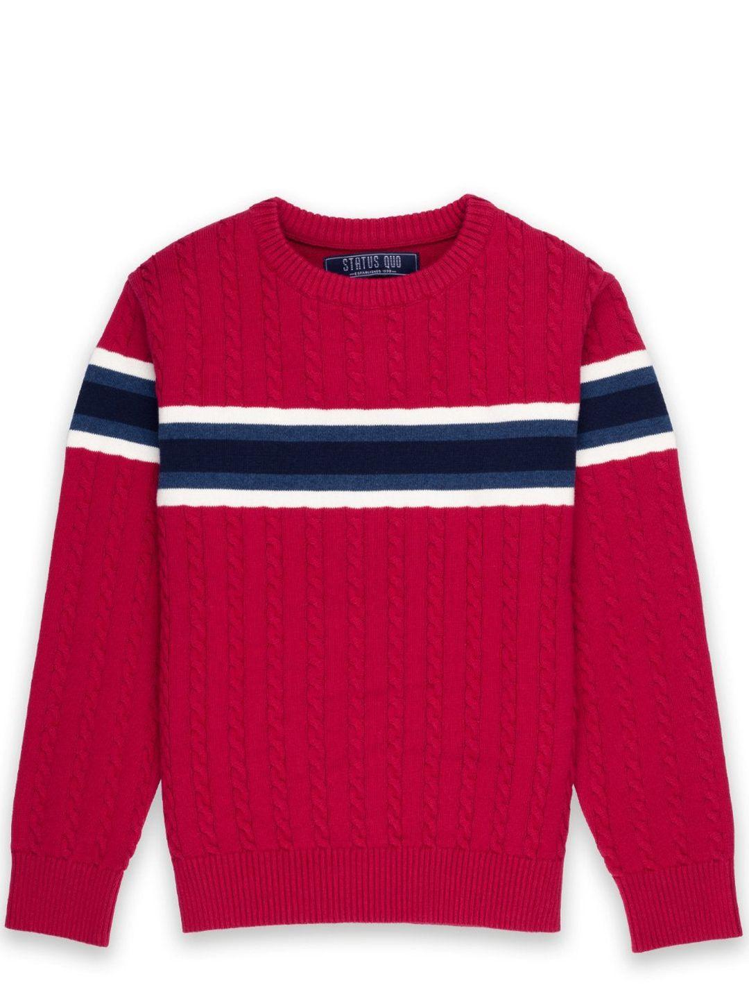 status quo boys red & black striped pullover
