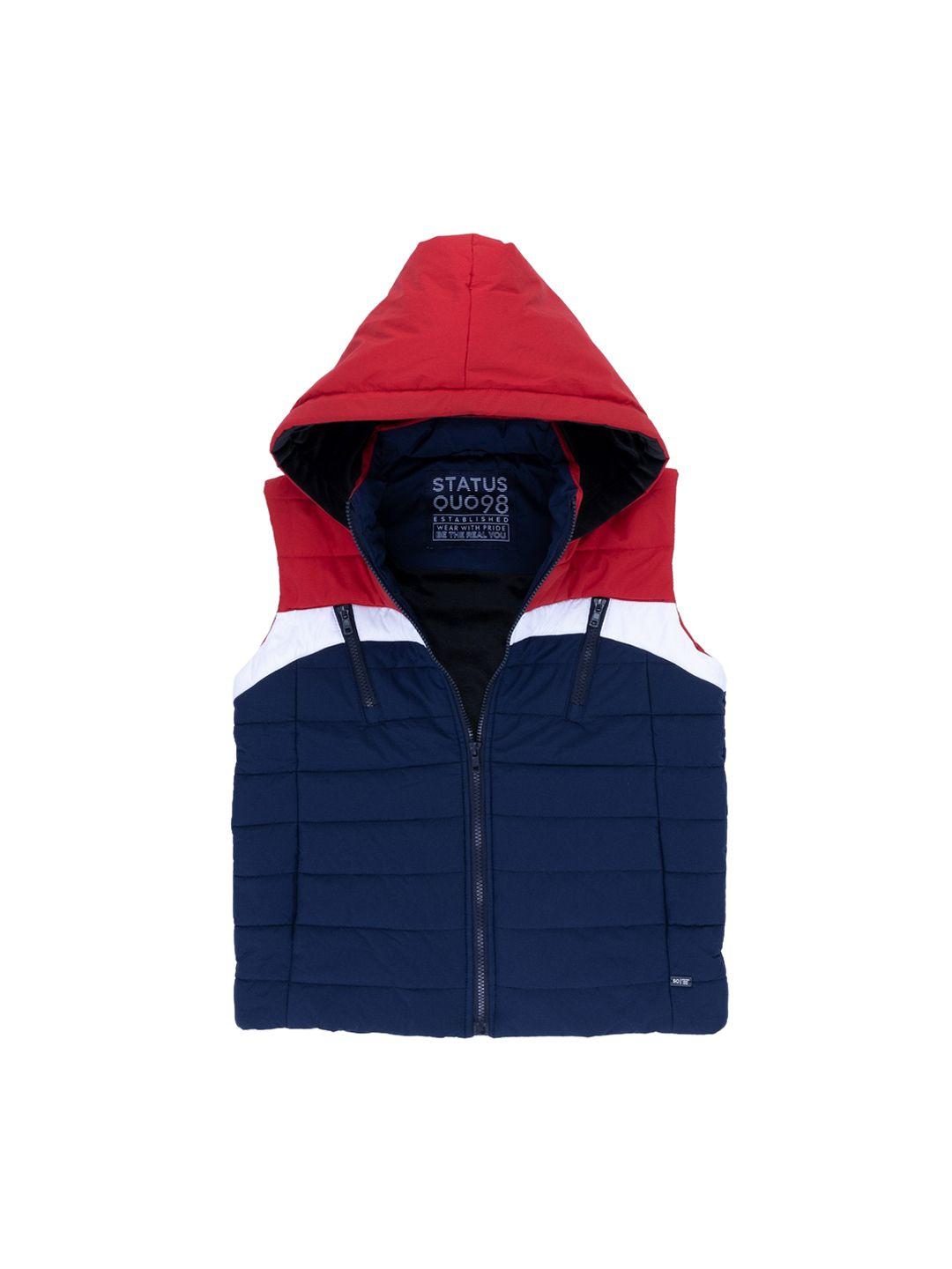status quo boys red colourblocked crop padded jacket
