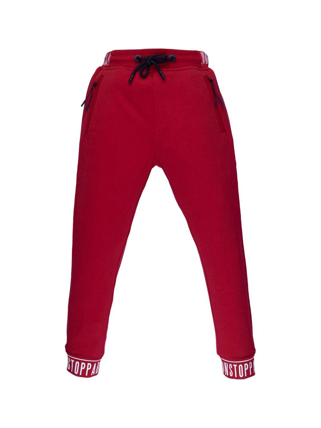 status quo boys red solid cotton joggers