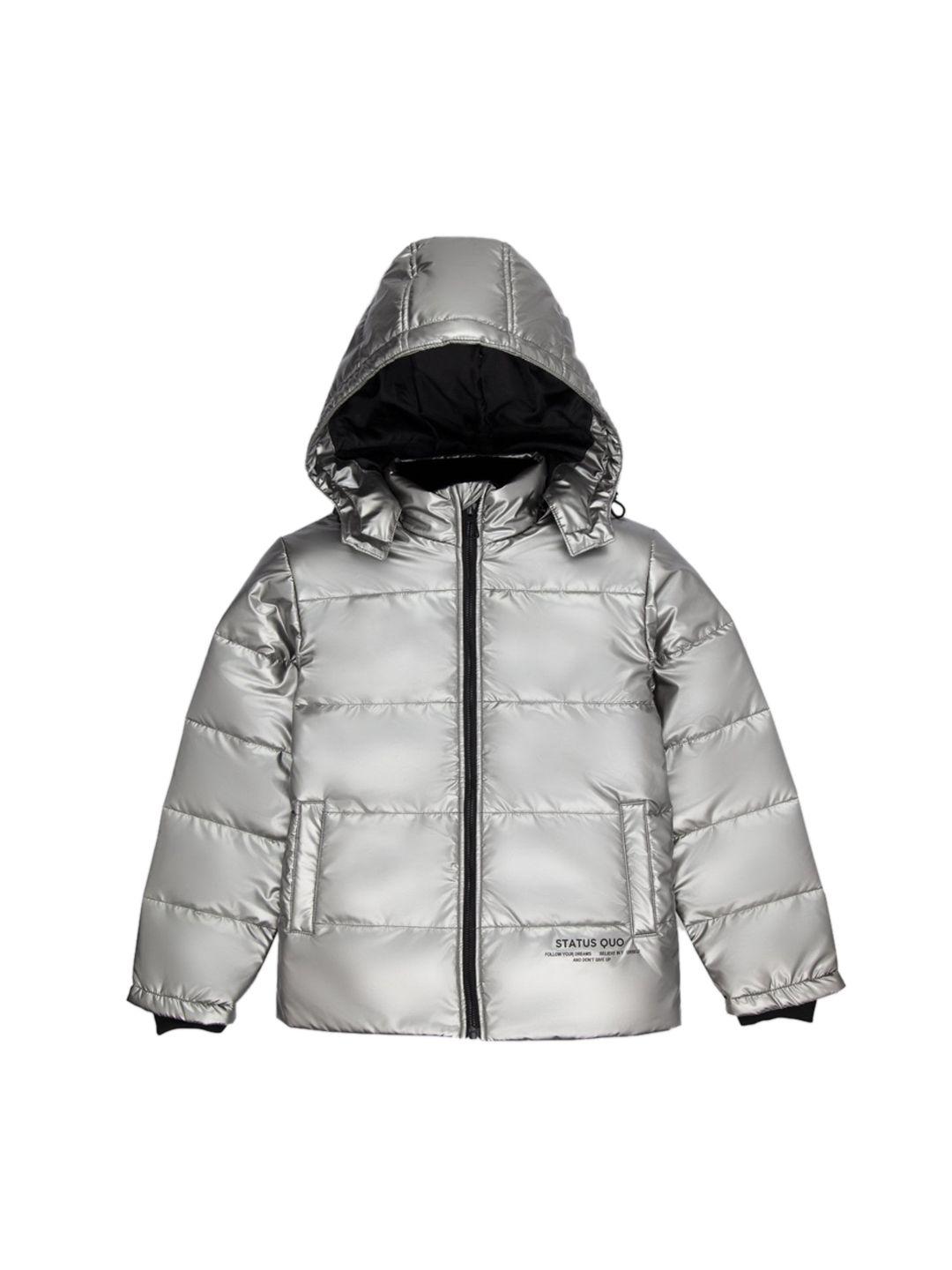 status quo boys silver-toned camouflage longline puffer jacket