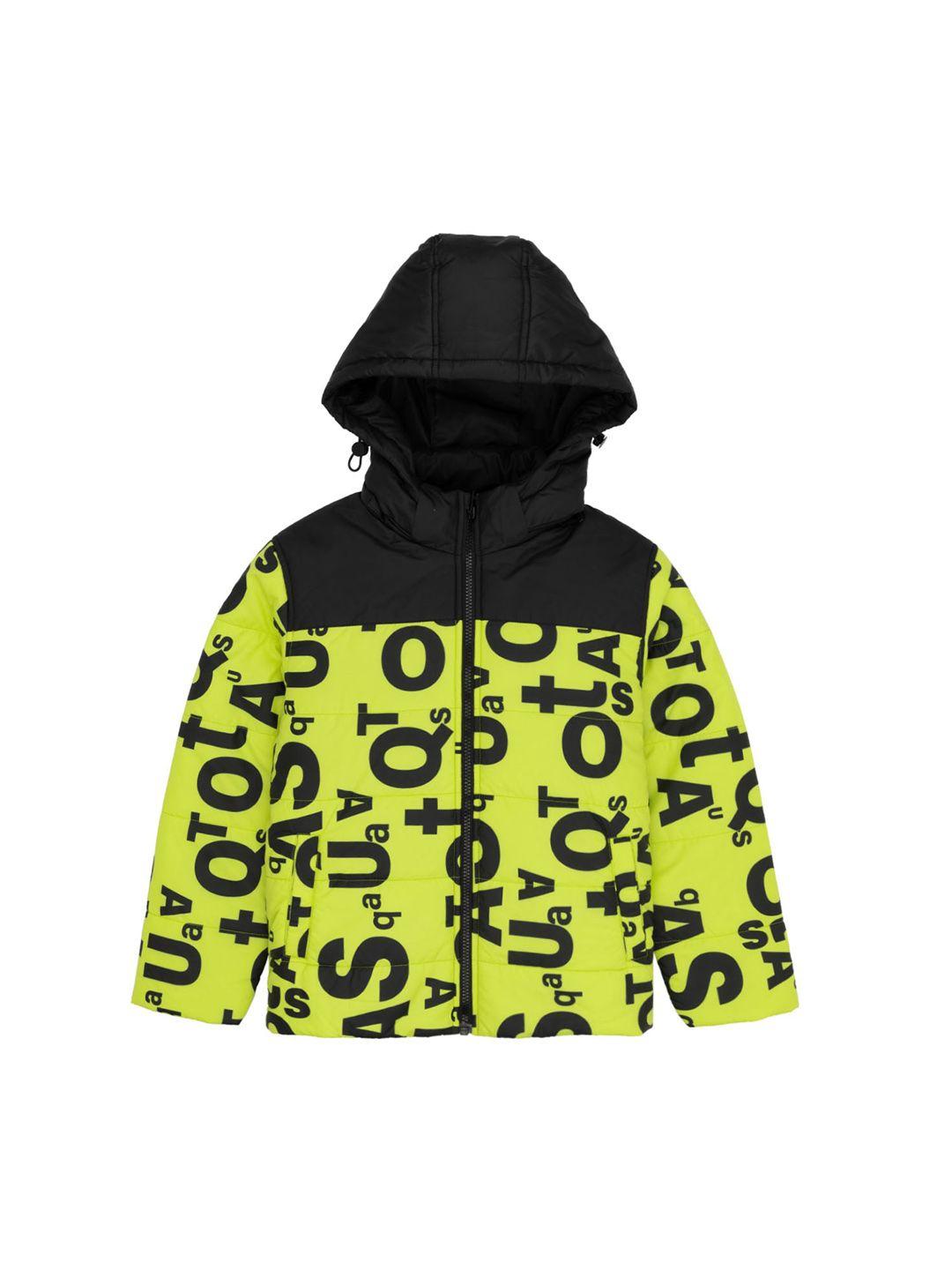 status quo boys typography printed hooded padded jacket