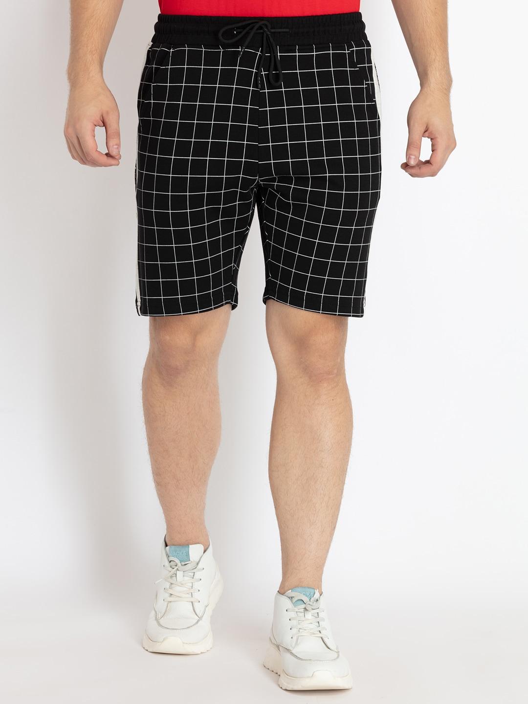 status-quo-men-checked-cotton-sports-shorts