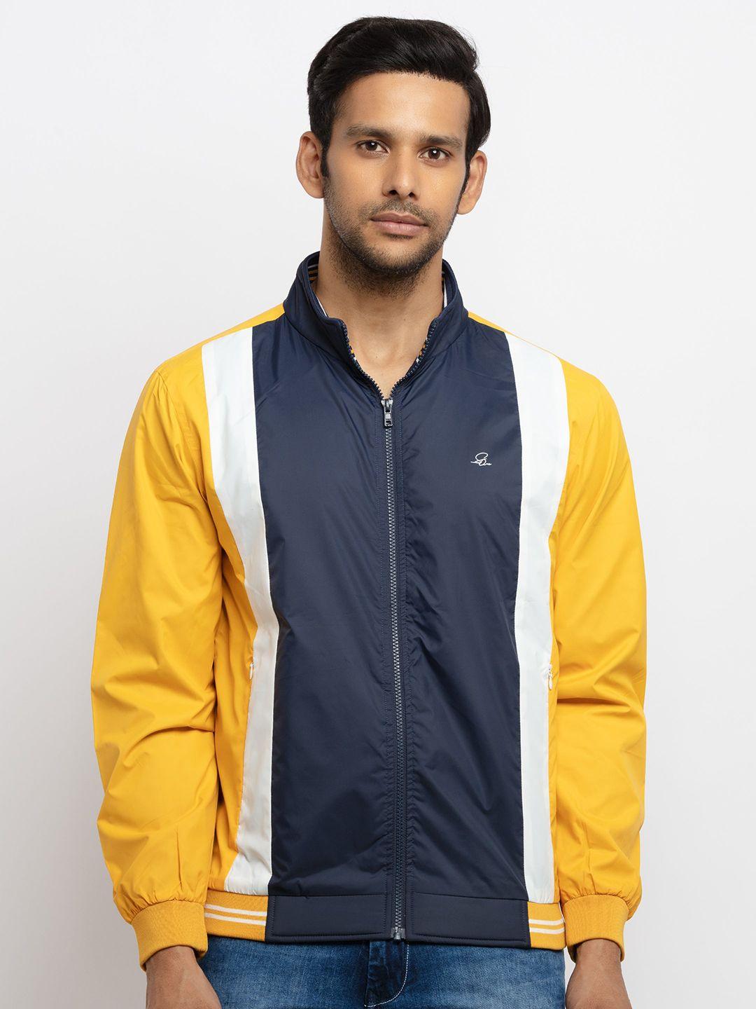 status-quo-men-gold-toned-colourblocked-sporty-jacket