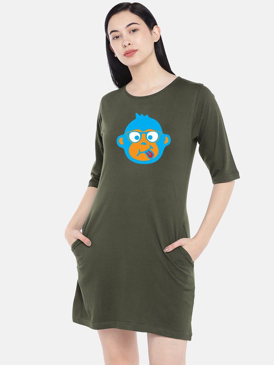 status mantra graphic printed cotton t-shirt dress