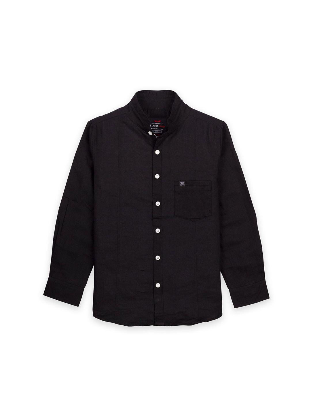 status quo boys black classic cotton casual shirt