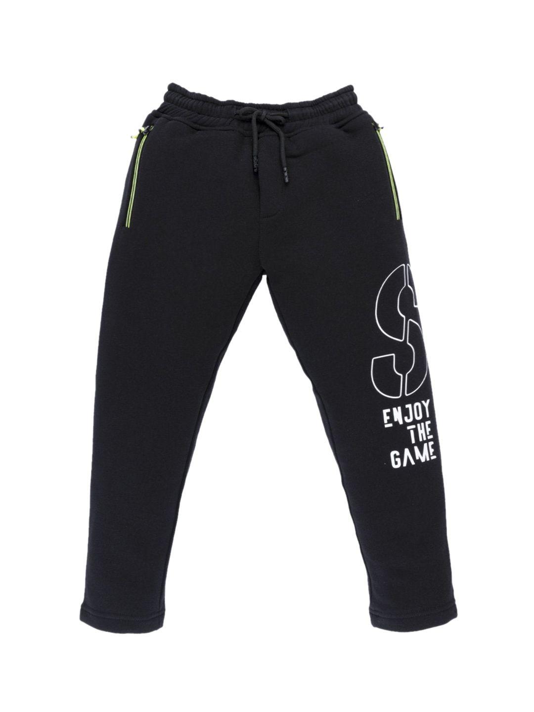 status quo boys black printed track pants