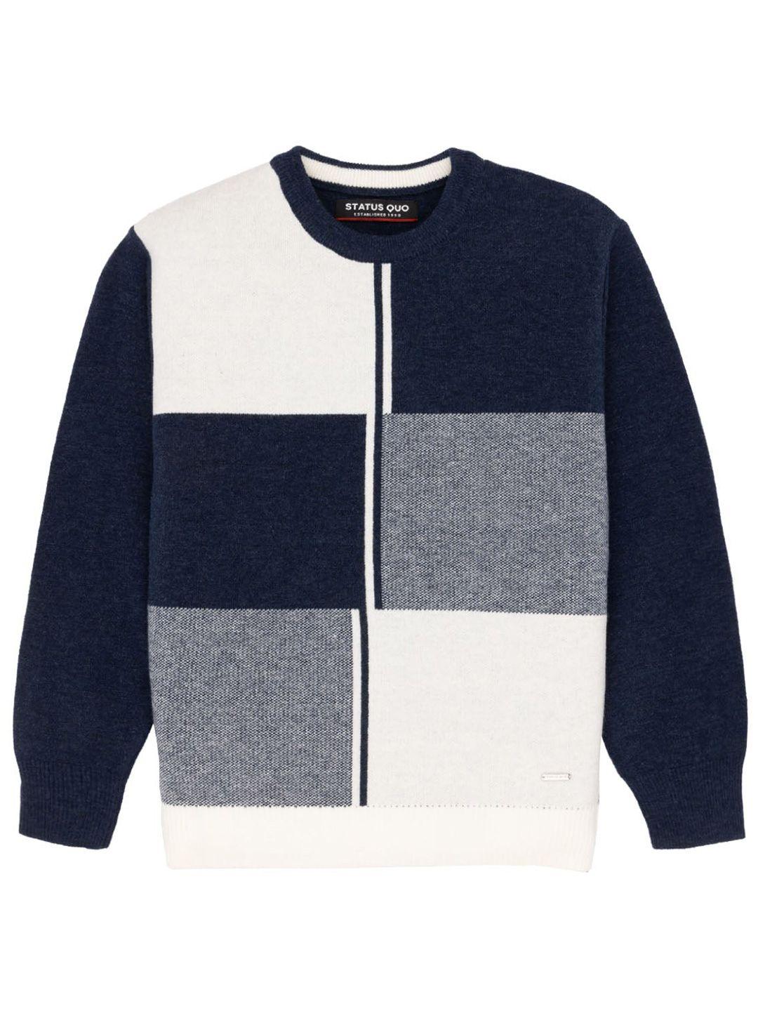 status quo boys colourblocked checked acrylic pullover