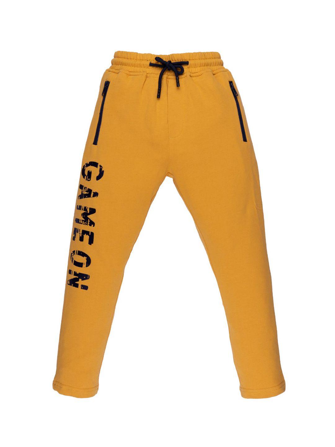 status quo boys gold-toned printed regular fit track pants