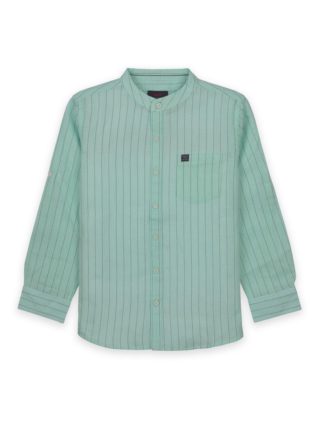 status quo boys green classic striped casual shirt