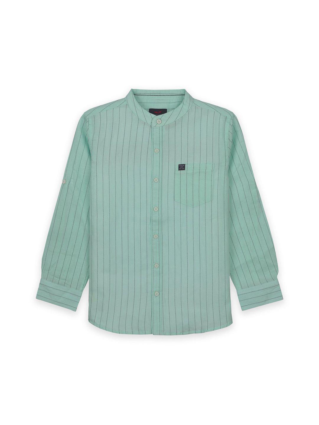 status quo boys green classic striped cotton casual shirt