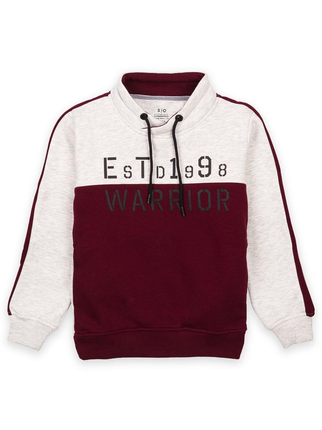 status quo boys maroon colourblocked sweatshirt