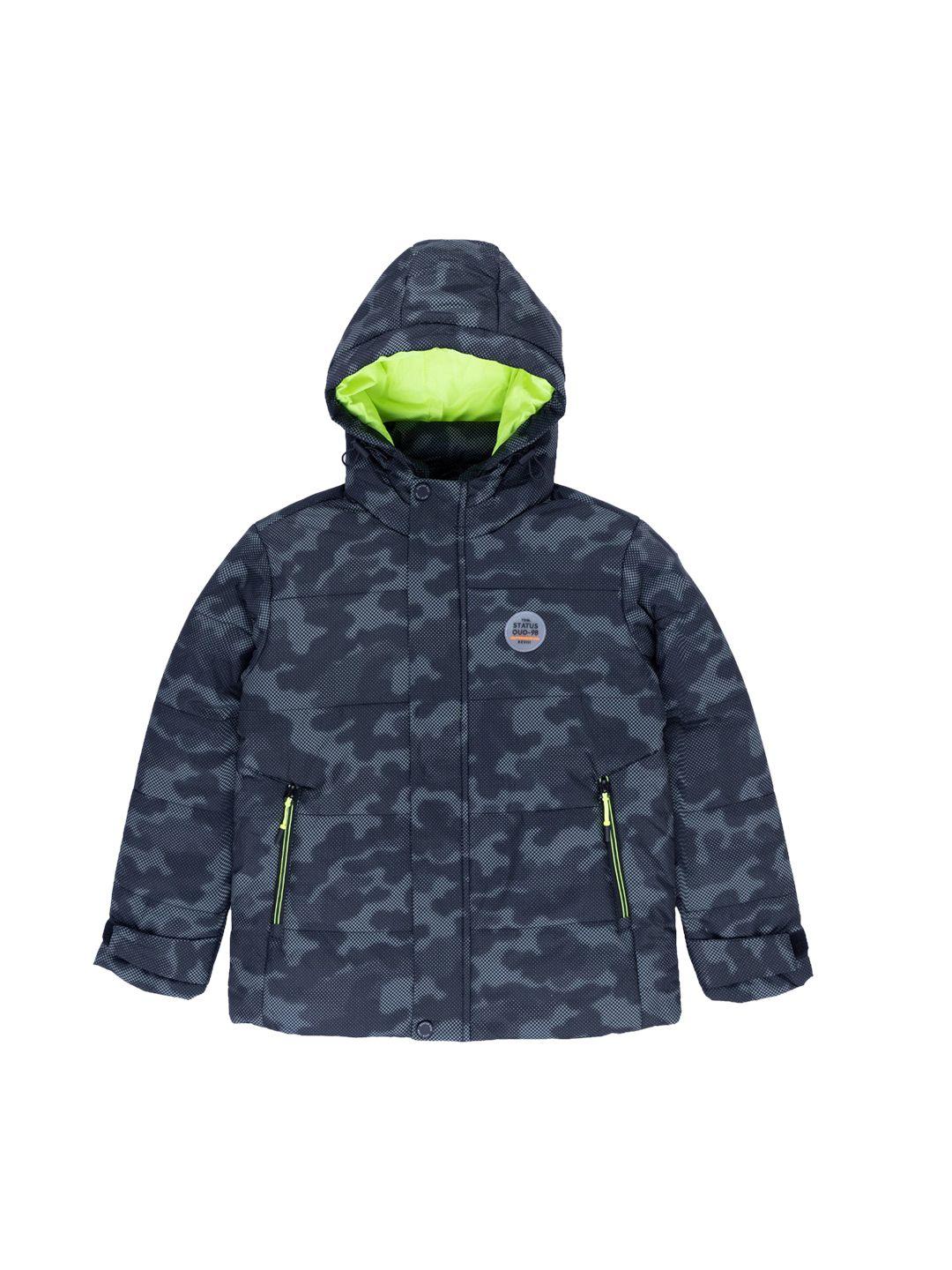 status quo boys navy blue black camouflage padded jacket