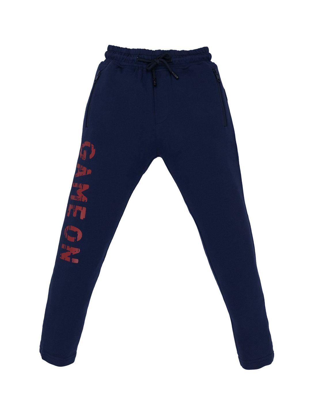 status quo boys navy blue cotton regular-fit track pants