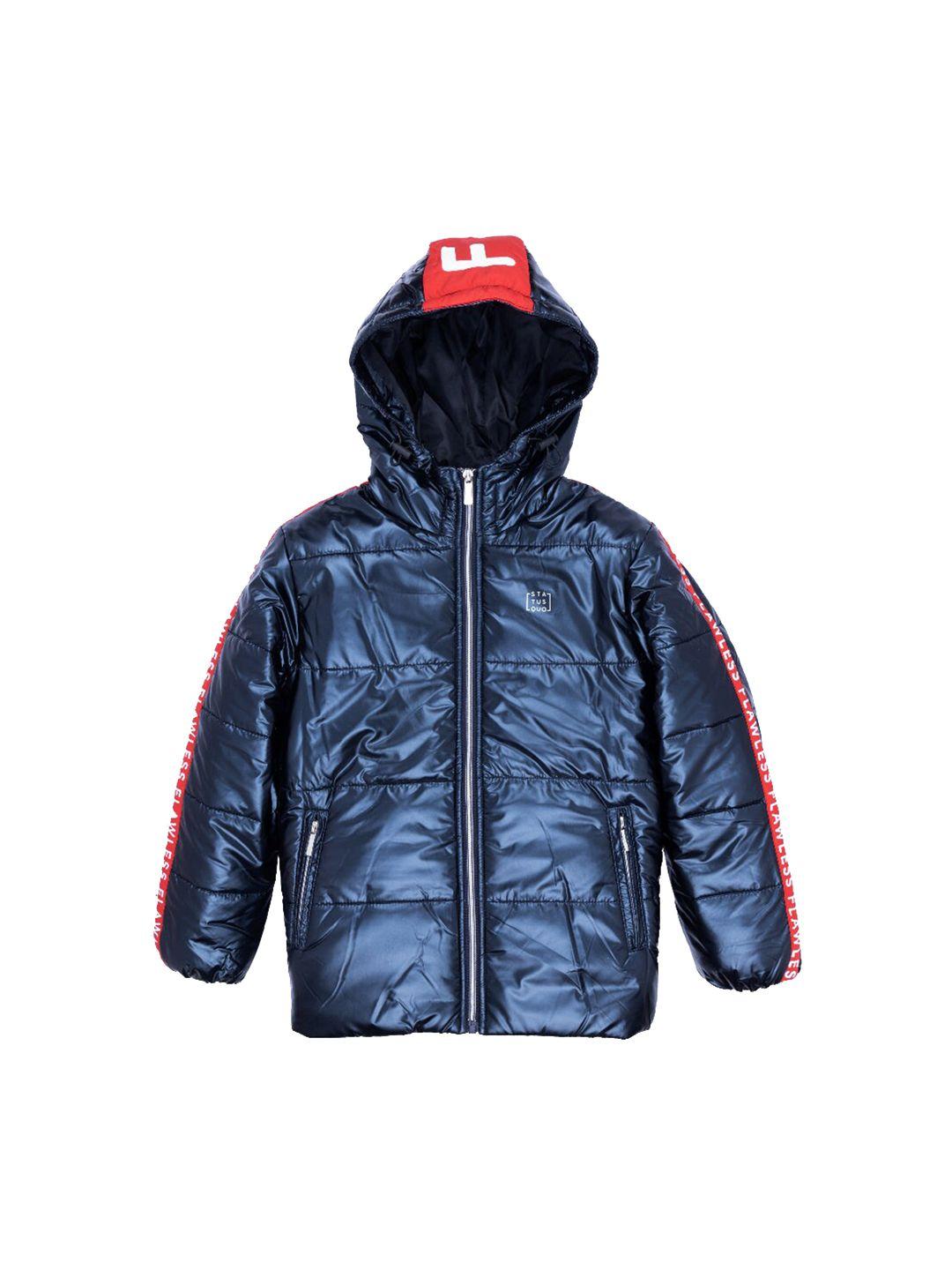 status quo boys navy blue hooded padded jacket