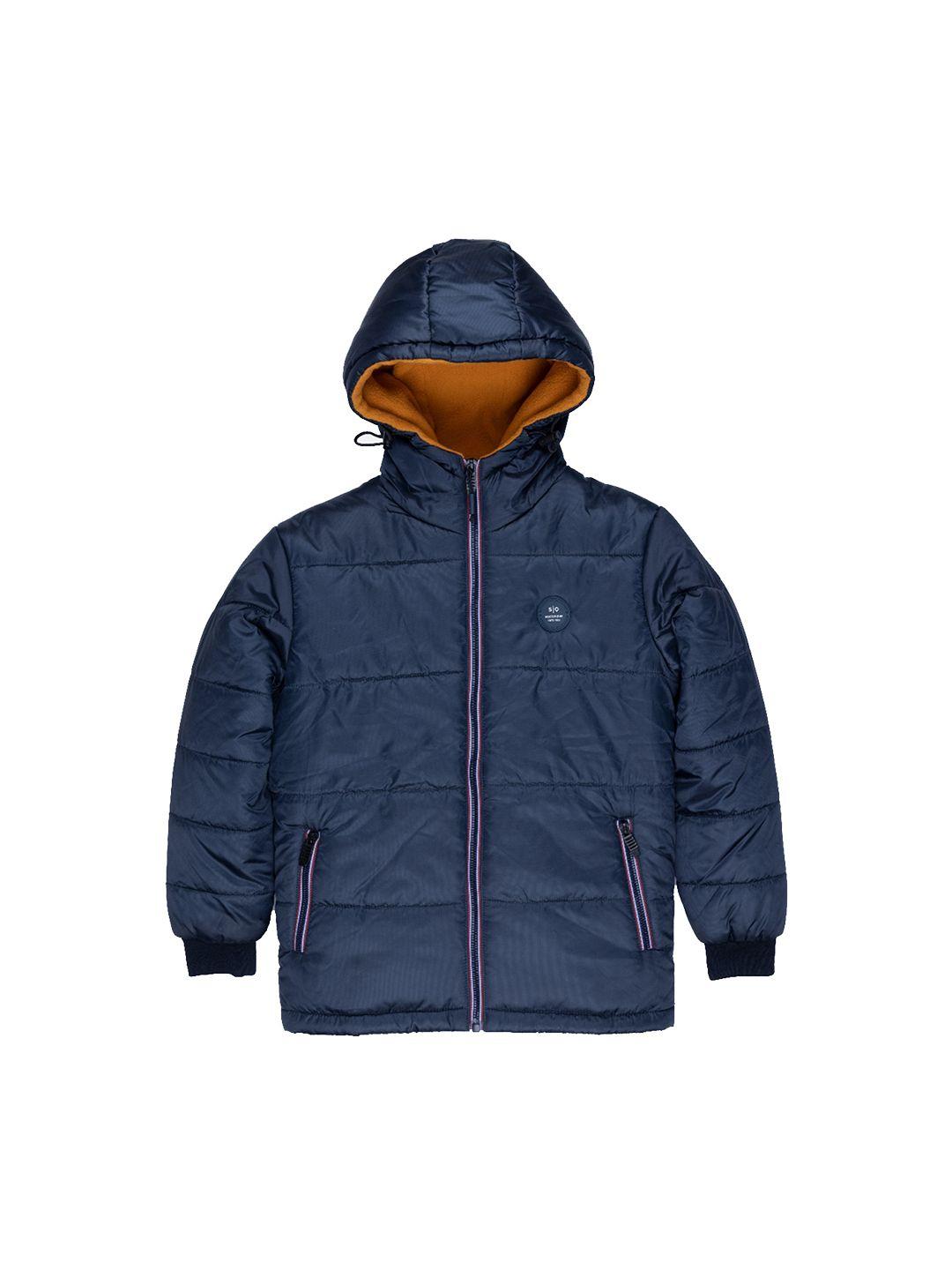 status quo boys navy blue hooded puffer jacket