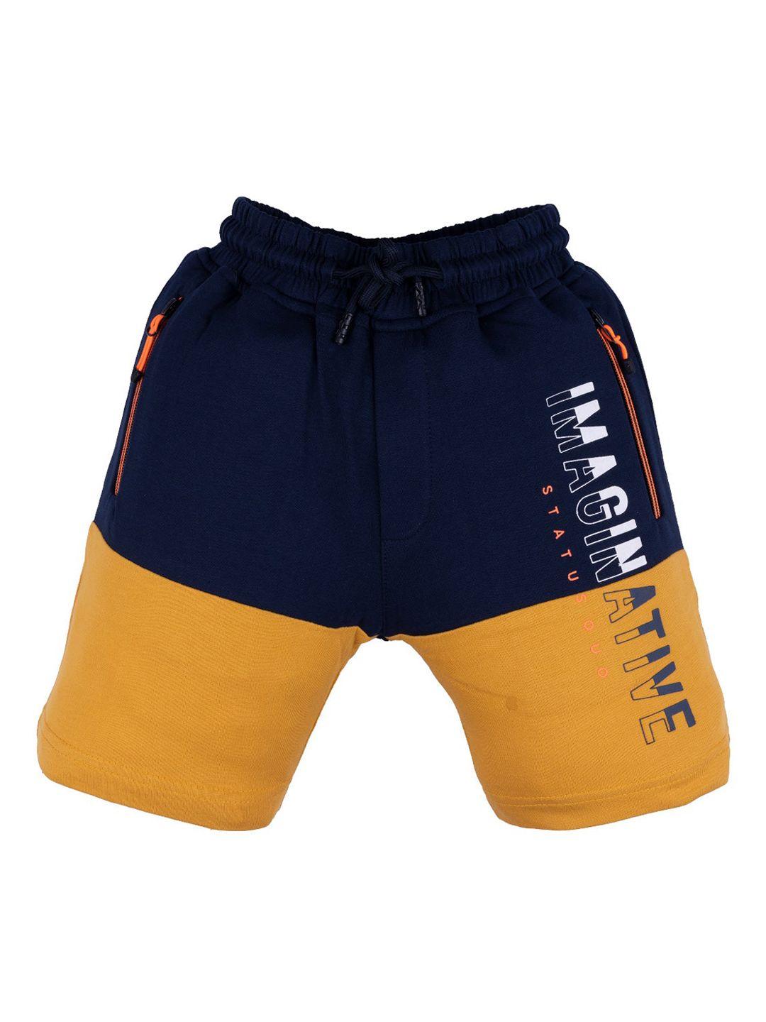 status quo boys navy blue printed high-rise shorts