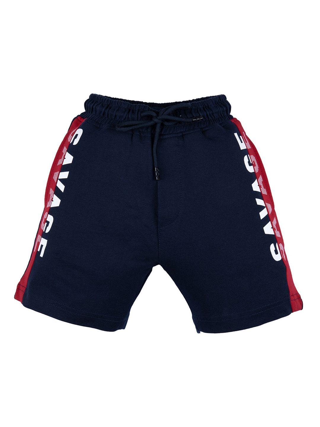 status quo boys navy blue printed regular fit shorts