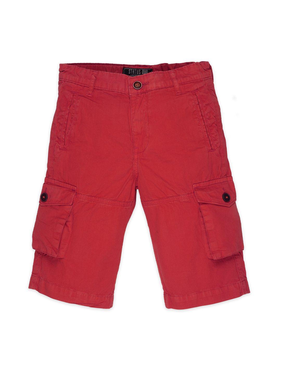 status quo boys red regular fit cargo shorts