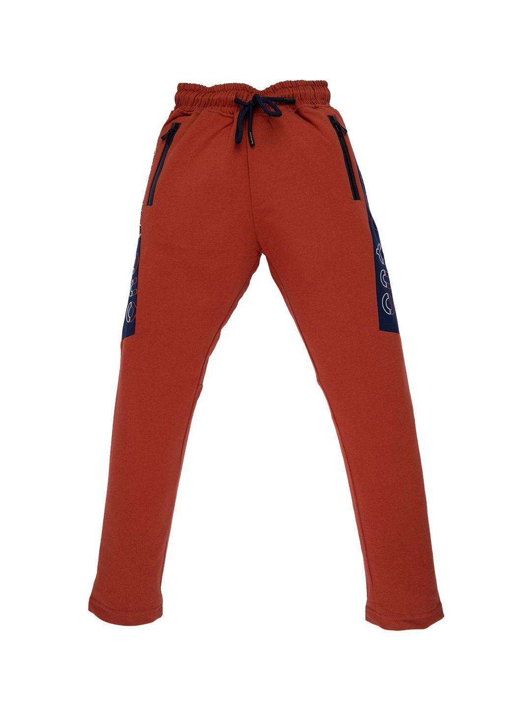 status quo boys rust-colored printed cotton track pant