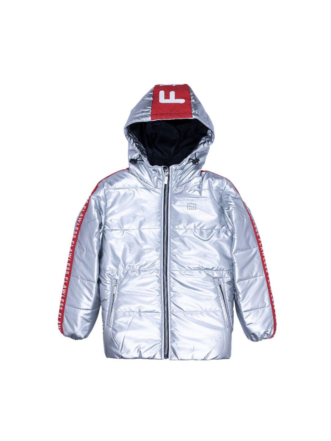 status quo boys silver-toned hooded quilted jacket