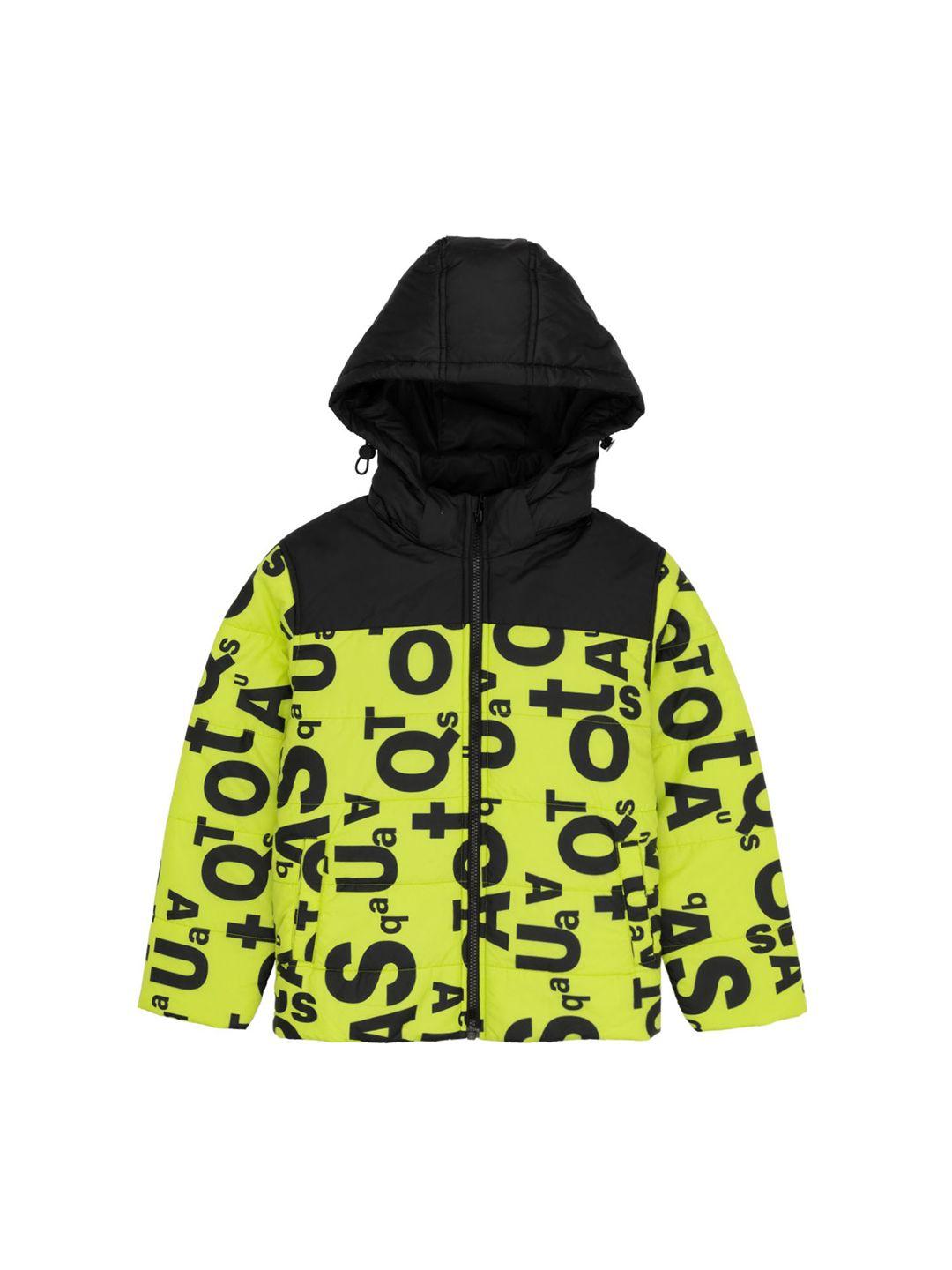 status quo boys typography printed hooded padded jacket