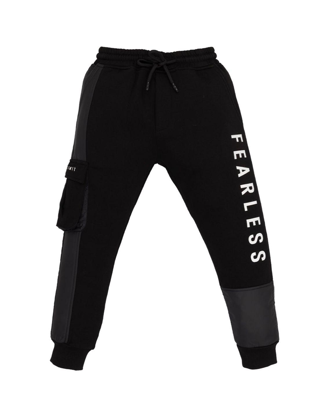 status quo boys typography printed mid rise stretchable joggers