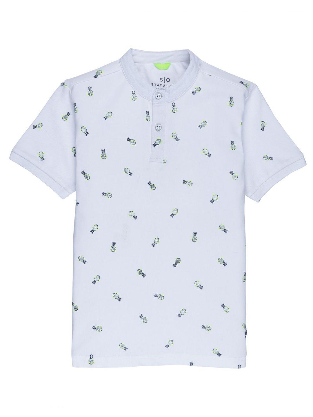status quo boys white printed polo collar tropical t-shirt