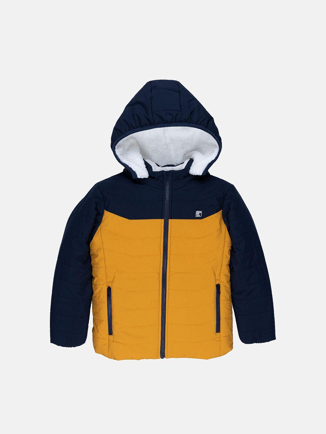 status quo boys yellow colourblocked puffer jacket