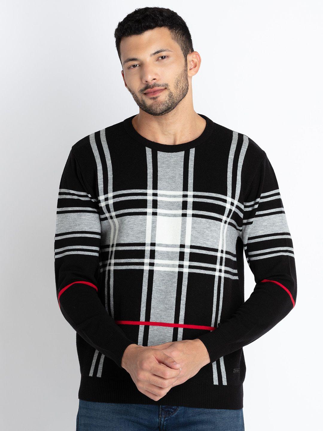 status quo checked acrylic pullover sweaters