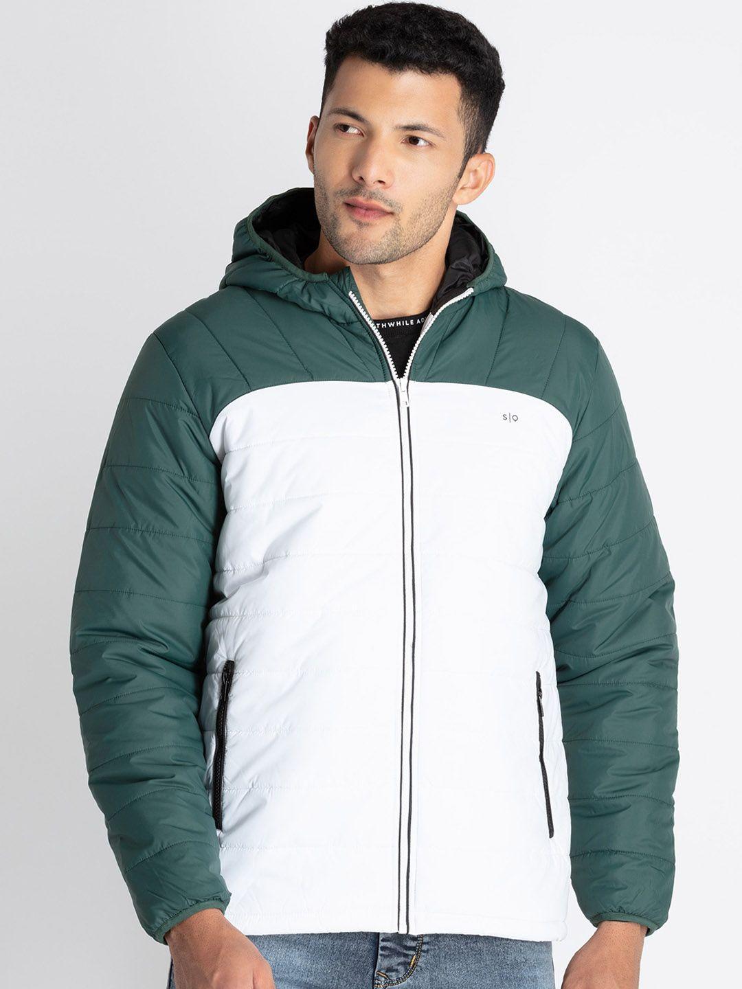 status quo colourblocked hooded padded jacket